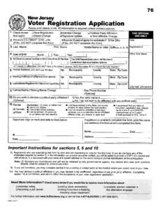 -  76 New Jersey  Voter Registration Application