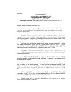 Annexure-I Government of India NATIONAL CENTRE FOR DISEASE CONTROL (Directorate General Of Health Services) 22, Sham Nath Marg, Delhi[removed]Tender Notice No.6-Stores/NCDC/Annual Tender/ Primers, Probes & Thermal Paper R