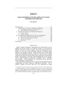 ESSAY JUDGE THOMPSON AND THE APPELLATE COURT CONFIRMATION PROCESS CARL TOBIAS∗  INTRODUCTION ............................................................................................... 727