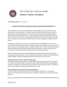 Pou Piblikasyon Imedya: 26 novanm[removed]GOUVÈNÈ CUOMO ALÈTE NOUYÒKÈ SOU JWÈT KI KA DANJERE PANDAN SEZON FÈT YO Gouvènè Andrew M. Cuomo jodi a te pale piblik la sou jwèt popilè y ap vann pou sezon fèt yo ki ka