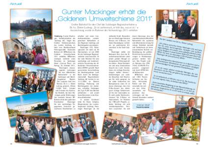 Aktuell  Aktuell Gunter Mackinger erhält die „Goldenen Umweltschiene 2011“