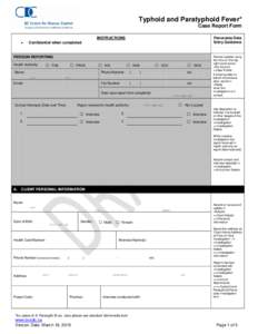 Typhoid and Paratyphoid Fever* Case Report Form INSTRUCTIONS •  Panorama Data