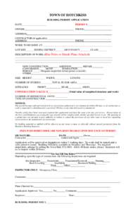 TOWN OF HOTCHKISS BUILDING PERMIT APPLICATION DATE____________________ PERMIT #____________________