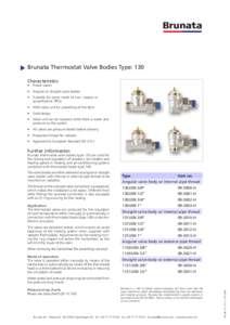 Brunata Thermostat Valve Bodies Type: 130 Characteristics • Preset valves