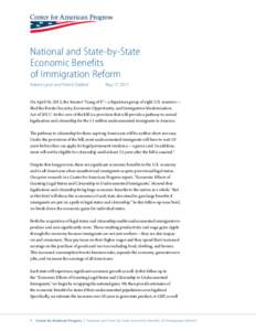 National and State-by-State Economic Benefits of Immigration Reform Robert Lynch and Patrick Oakford 		  May 17, 2013