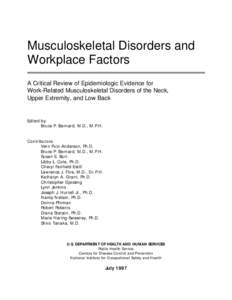 NIOSH Publication No[removed], Musculoskeletal Disorders andWorkplace Factors, Complete document