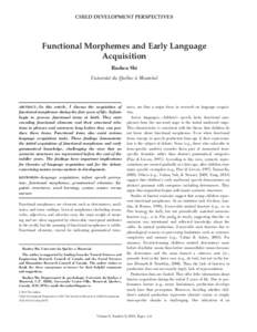 Linguistics / Grammar / Language acquisition / Parts of speech / Linguistic morphology / Functional item / Morpheme / Bootstrapping / Syntactic category / Language development / Vocabulary development / Morphology