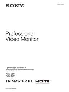 Professional Video Monitor  Operating Instructions