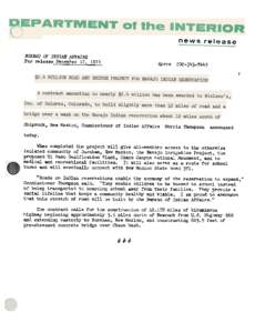 today.  news BUREAU OF INDIAN AFFAIRS For release December 17, 1973