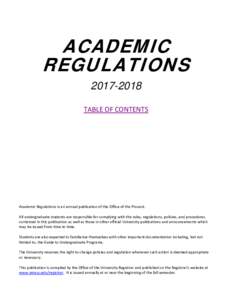 Undergraduate Rights & Responsibilities is an annual publication of the Office of the Vice Chancellor for Student Affairs and the Office of the Provost