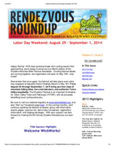 [removed]Wydaho Rendezvous Roundup Newsletter 2014 #2 Labor Day Weekend: August 29 - September 1, 2014 Volume 2 | Issue 2