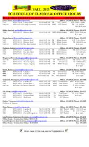 FALL 2013 SCHEDULE OF CLASSES & OFFICE HOURS FULL TIME FACULTY CLASS SCHEDULE…………OFFICE HOURS Jones, Dawn; [removed] 3705