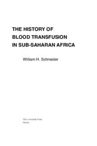 The History of Blood Transfusion in Sub-Saharan Africa