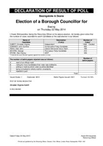 DECLARATION OF RESULT OF POLL Basingstoke & Deane