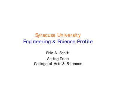 Syracuse University Engineering & Science Profile