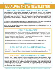 MARCH 2015 MU ALPHA THETA NEWSLETTER Mathematical Minutes Video Contest Voting
