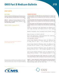 OHIO Part B Medicare Bulletin  J15 JULY 2013 HOT TOPIC