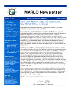 MARLO Newsletter October 12, 2010 In This Issue  From CAPT Lodge, New MARLO OIC
