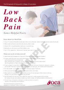 The Chiropractic & Osteopathic College of Australasia  Low Back Pain Some Helpful Facts