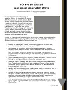 BLM Fire and Aviation Sage-grouse Conservation Efforts “Sagebrush habitat is BLM’s #1 conservation commitment.” - BLM Director Bob Abbey  Fire is an important part of the ecology of