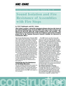 Sound Isolation and Fire Resistance of Assemblies with Fire Stops