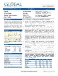 Equity Research  DAILY COMMENT NORSAT INTERNATIONAL INC.  Rating:
