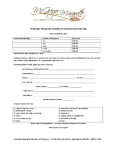 McGregor- Marquette Chamber of Commerce Membership Dues Formula for 2012 Business Memberships