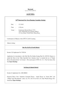 Revised (as at[removed]AGENDA  529th Rural and New Town Planning Committee Meeting