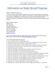    	
   Information	
  on	
  Study	
  Abroad	
  Programs	
  