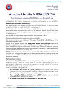 Media Release  N° 022 Date: Attractive ticket offer for UEFA EURO 2016