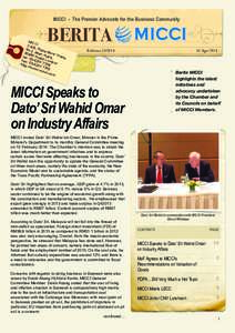 MICCI - The Premier Advocate for the Business Community  BERITA MIC C-8- CI