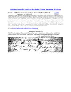 Southern Campaign American Revolution Pension Statements & Rosters Bounty Land Warrant information relating to Theodorick Massey VAS515 Transcribed by Will Graves vsl 1VA[removed]