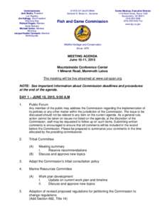 June 10-11, 2015 Fish and Game Commission Meeting Agenda