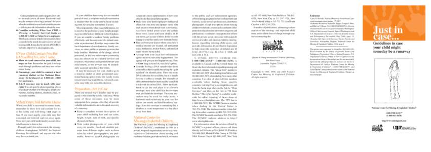 National Runaway Switchboard / Child abduction / Crime / Ethics / Code Adam / AMBER Alert / Child safety / Safety / National Center for Missing and Exploited Children