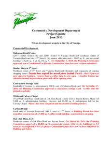 CITY OF  Community Development Department Project Update June 2013 Private development projects in the City of Yucaipa