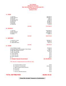 Tax Collector Distribution Summary After Half Cent Sales Tax For December 2011 For Distribution in January 5, 2012