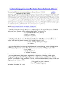 Southern Campaign American Revolution Pension Statements & Rosters Bounty Land Warrant information relating to George Menzies VAS646 Transcribed by Will Graves vsl 3VA[removed]