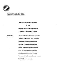 AGENDA DOCUMENT NO[removed]APPROVED NOVEMBER 19, 2009 MINUTES OF AN OPEN MEETING  OF ·rHE