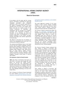 IAEA  INTERNATIONAL ATOMIC ENERGY AGENCY (IAEA) Board of Governors In accordance with the statute and the existing
