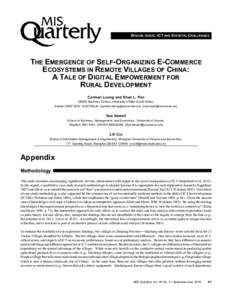 SPECIAL ISSUE: ICT AND SOCIETAL CHALLENGES  THE EMERGENCE OF SELF-ORGANIZING E-COMMERCE ECOSYSTEMS IN REMOTE VILLAGES OF CHINA: A TALE OF DIGITAL EMPOWERMENT FOR RURAL DEVELOPMENT