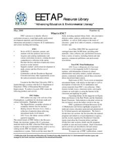 EETAP  Resource Library “Advancing Education & Environmental Literacy” May 2000