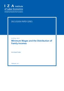 Discussion Paper Series  IZA DP NoMinimum Wages and the Distribution of Family Incomes