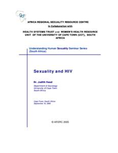 Understanding Human Sexuality Seminar Series