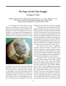 Debs: The Negro and the Class Struggle [Nov[removed]The Negro and the Class Struggle. by Eugene V. Debs