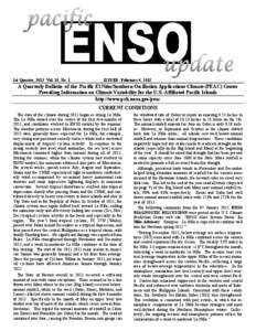 1st Quarter, 2012 Vol. 18, No. 1  ISSUED: February 6, 2012 A Quarterly Bulletin of the Pacific El Niño/Southern Oscillation Applications Climate (PEAC) Center Providing Information on Climate Variability for the U.S.-Af