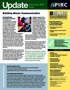 December 2010 Issue Building Block: Communication Passing Notes: In and Out of School “Community” and