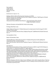 Planning	
  Board	
   Village	
  of	
  Dexter	
   Regular	
  Meeting	
   September	
  29,	
  2014	
   Minutes	
   	
  