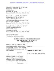 Case 1:13-cv[removed]RFC Document 1 Filed[removed]Page 1 of 48  Matthew G. Monforton, MT Bar No[removed]Monforton Law Offices, PLLC 32 Kelly Court Bozeman, MT 59718
