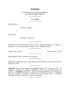 PUBLISHED UNITED STATES COURT OF APPEALS FOR THE FOURTH CIRCUIT No