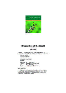 Dragonflies of the World Jill Silsby This book is available from CSIRO PUBLISHING through our